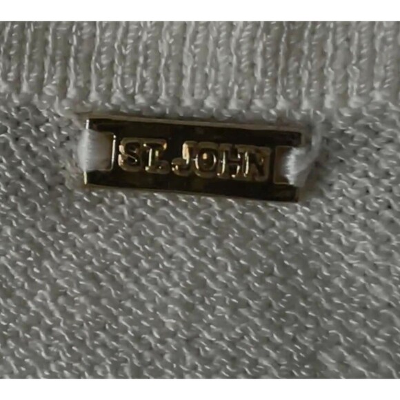 St John Santana Top Womens M Knit Top Perforated Tank Shell Ivory Vintage *READ - Picture 4 of 10